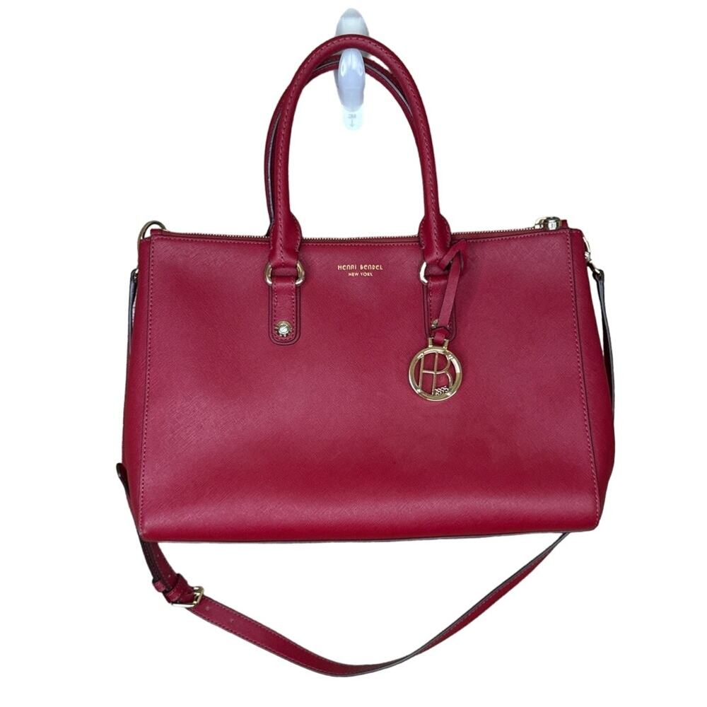 Henri Bendel West 57th Carryall Shoulder Tote Bag Red Purse